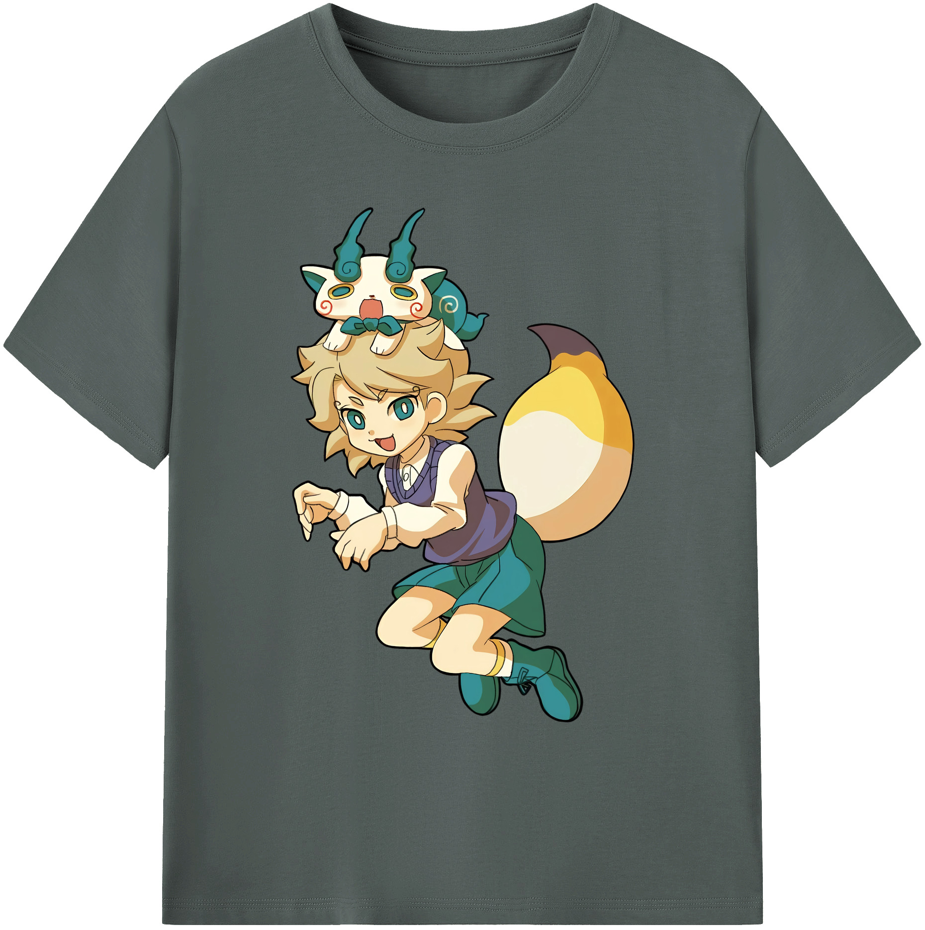 （画像用） 妖怪ウォッチ Yo-kai Watch 綿100％ メンズ半袖Tシャツ｜肌触りやわらか＆通気性